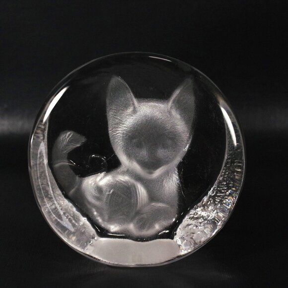Vintage 24% Lead Crystal Cat Paperweight Cristal Zajecar Kitten with Yarn - Picture 1 of 2